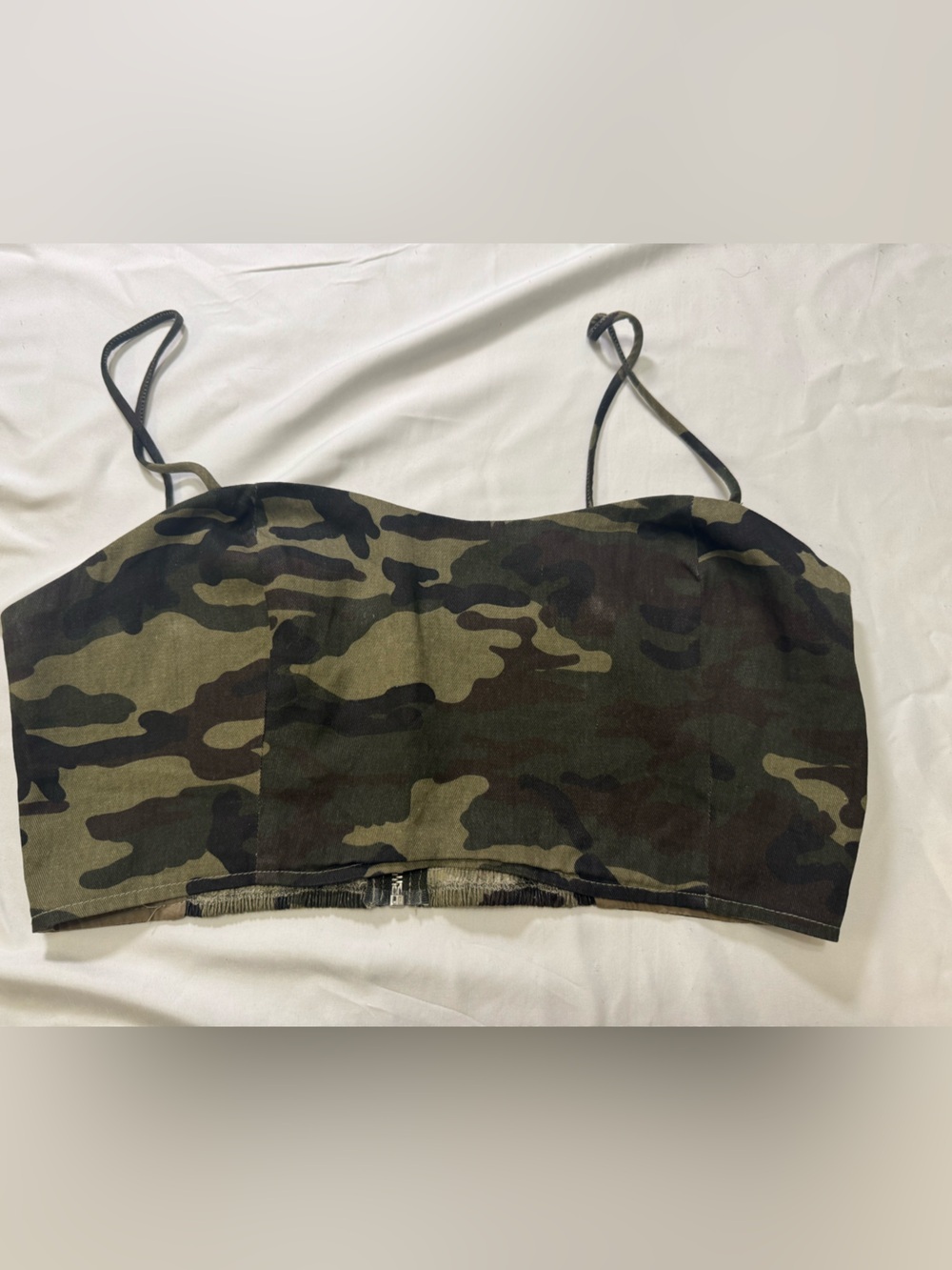 Wild Honey Camouflage Crop Top in Olive and Black